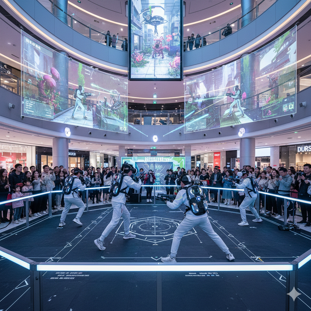 商场中庭VR大空间游戏，带动商场营收增长